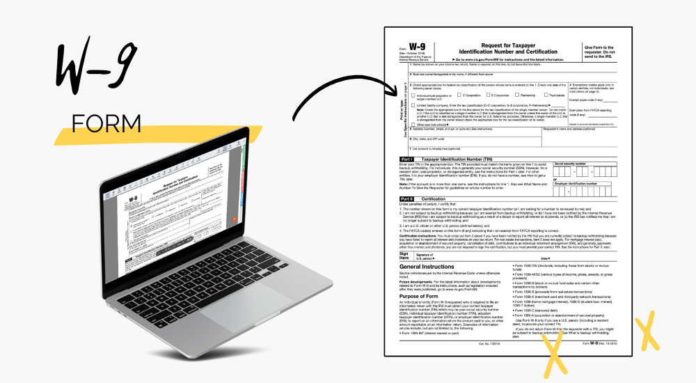 Blank IRS W-9 tax form for print and online version
